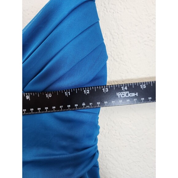 Trixxi Dress Medium Teal Blue Halter Rhinestone Handkerchief Hem Y2K Prom Fairy - Picture 9 of 12